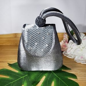 Grey Satin Evening Wristlet Bag - NWOT